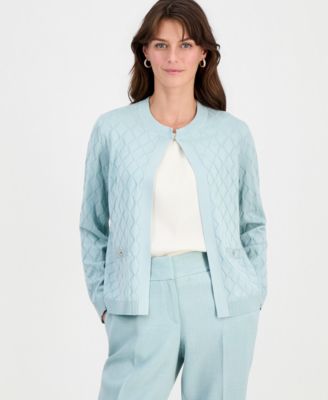 Women's Kiss-Front Diamond Stitch Cardigan