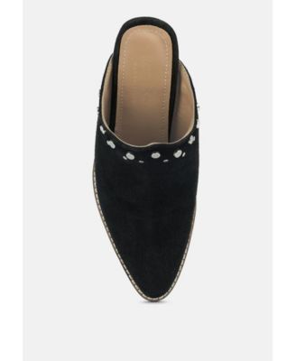 LESLIE Womens Stacked Heel Mules