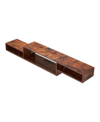 Floating TV Stand with Power Outlets and Storage