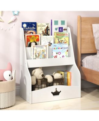 4 Tier Kids Book Organizer with Shelves and Compartment