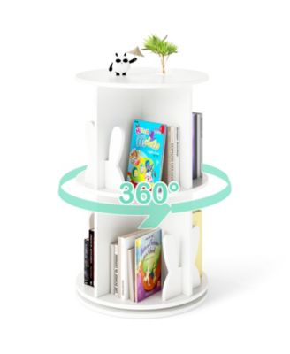 2 Tier Rotating Kids Bookshelf with Bunny Storage Baffles