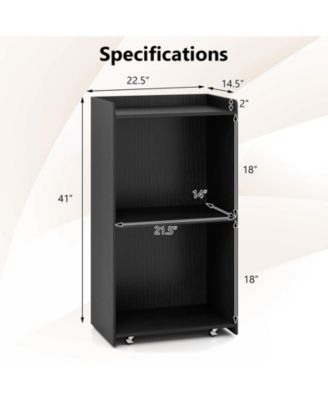 Rolling Podium Stand with 2 Shelves and Lockable Wheels