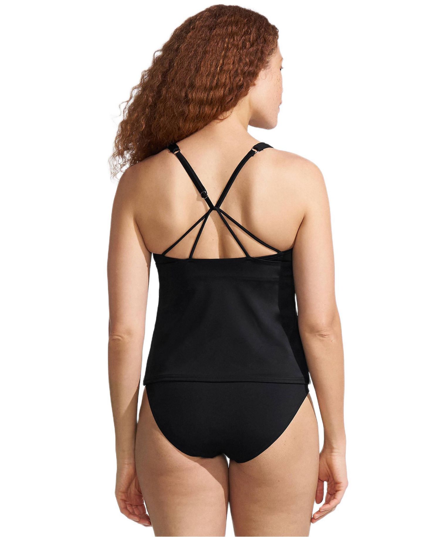 Women's D-Cup Tugless High Neck Strappy Back Tankini Swimsuit Top