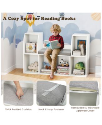 40 Inch Kids Bookshelf with Reading Nook and 6 Open Cubes