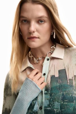 Women's Buttoned texture t-shirt