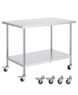 Stainless Steel Rolling Work Table 30 x 48 x 38 in with 4 Casters
