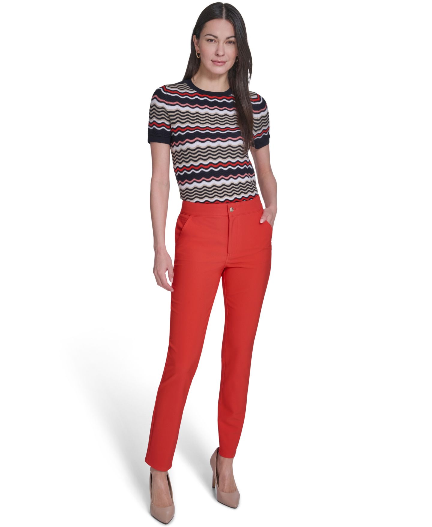 Женские брюки Tommy Hilfiger Mid-Rise Fit Solution Skinny, цвет: Grenadine — фото 5