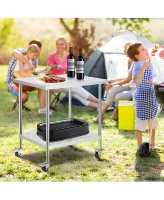 Stainless Steel Rolling Work Table 30 x 36 x 38 in with 4 Casters