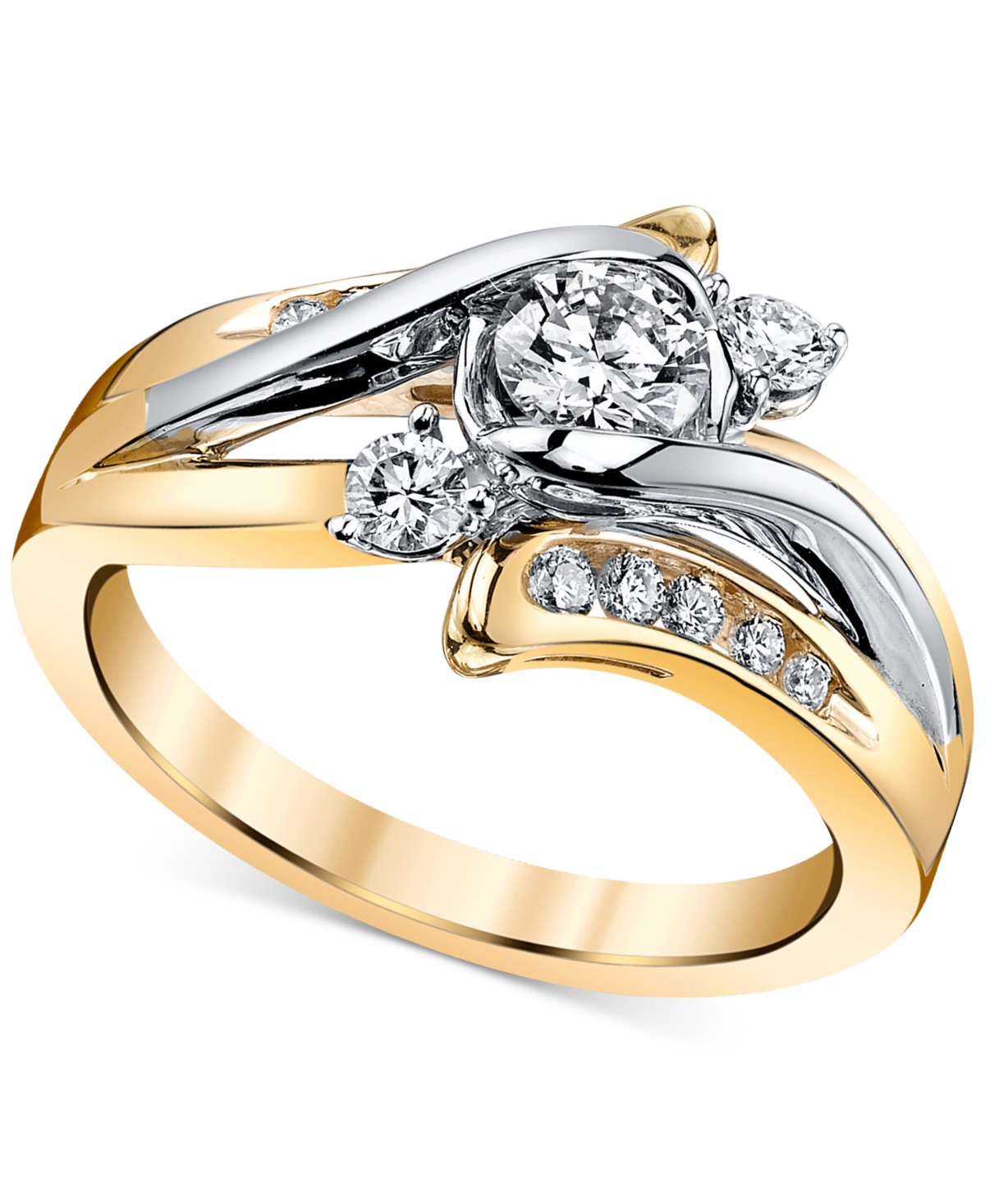 Diamond Engagement Ring (5/8 ct. t.w.) in 14k Gold and White Gold - Yellow Gold