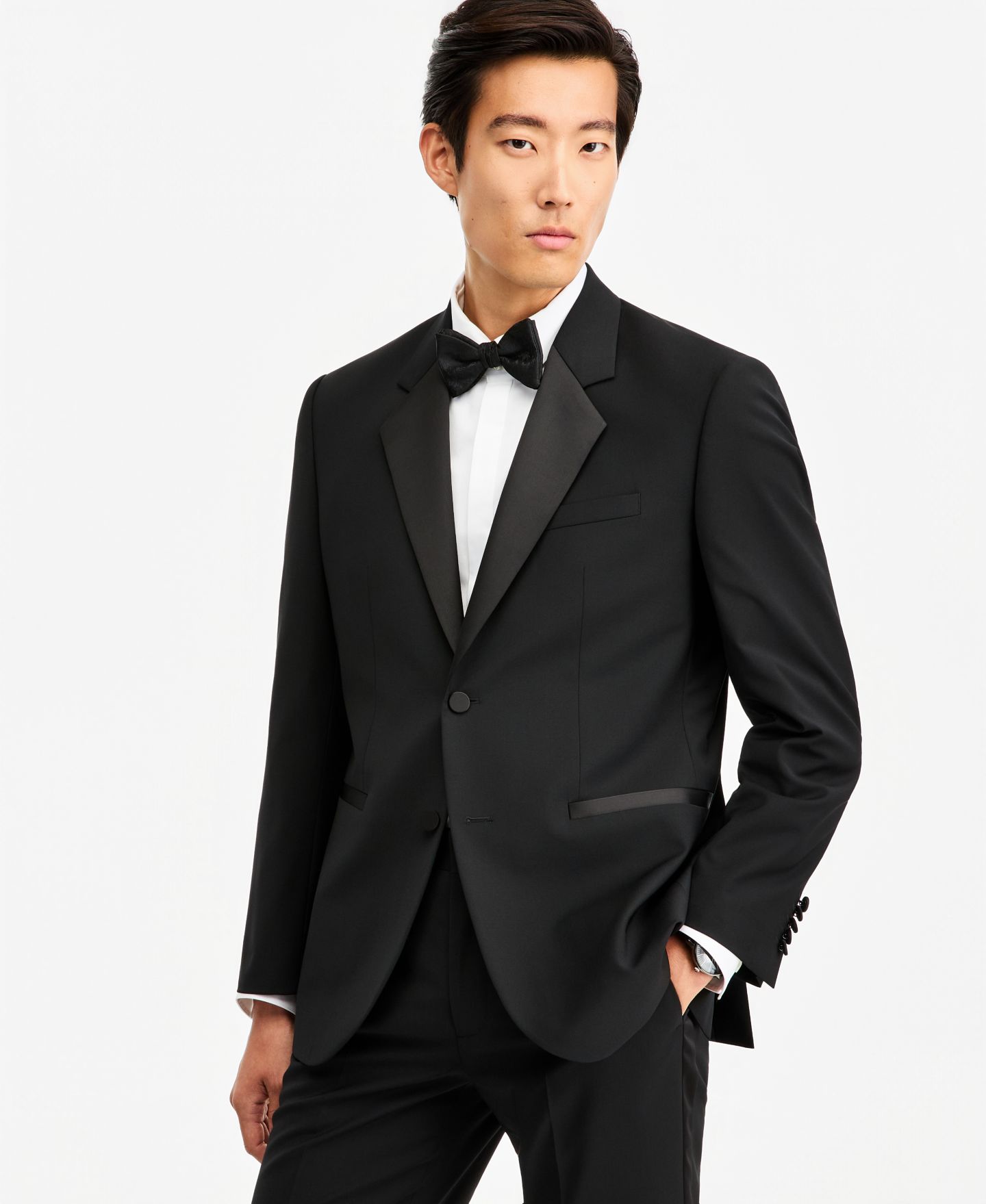 Мужские комплекты Hugo Boss Modern-Fit Wool Blend Super Flex Stretch Tuxedo Separates, цвет: Чёрный — фото 2