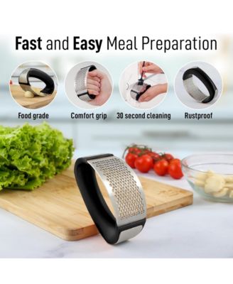 Stainless Steel Garlic Press Rocker with Peeler and Scraper