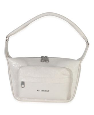 White Distressed Calfskin Medium Raver Shoulder Bag