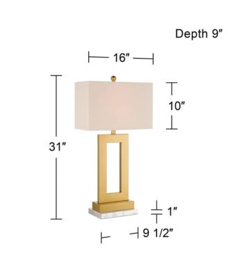 Marshall Modern Table Lamp with White Marble Riser 30" Tall Champagne Gold Oatmeal Shade for Bedroom Living Room Bedside Nightstand House