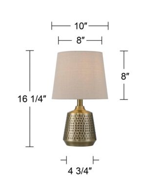 Argus High Small Modern Accent Table Lamp Gold Textured Brass Finish Metal Single Living Room Bedroom