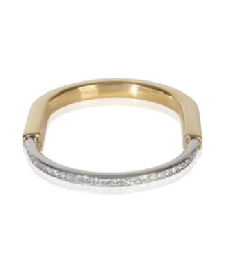 White Gold and Yellow Gold Diamond Lock Bracelet, Size Small