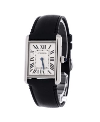 Must de Cartier Tank Quartz Watch in Stainless Steel and Leather 25mm