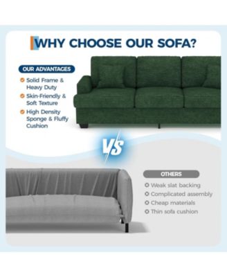 86" Corduroy Sofa, Modern Deep Seat Couch with Pillows and Removable Cover