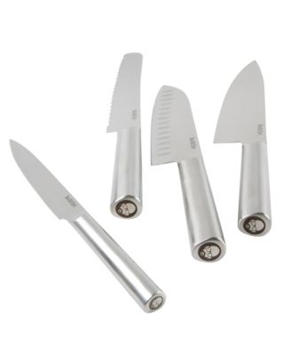 5 Piece German Steel Magnetic Knife Block and Forged Cutlery Set with Holder