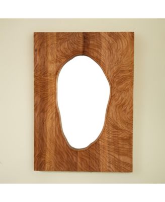 20'' Vintage Rosewood Timeline Wall Mirror, Decorative Irregular Rectangular Mirror for Bathroom Bedroom Living Room Entryway