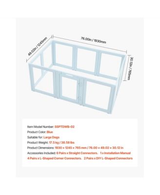 76" Dog Whelping Box with Transparent Window Playpen for Large Dogs
