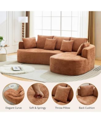106" Curved Sectional Sofa with Chaise, Boneless Couch with Pillows, Memory Foam, No Assembly