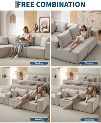 108" Modular Cloud Sectional Sofa, L-Shaped Couch with Chaise, Deep Seat, No Assembly