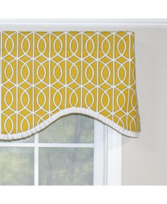 Sequence Ruffled Cornice 100% Cotton with Fully Lined 3" Rod Pocket Valnance for Windows 50" x 17" Lemon