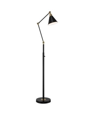 Wray Mid Century Modern 61" Tall Standing Floor Lamps Set of 2 Lights Adjustable Metal Antique Brass Finish