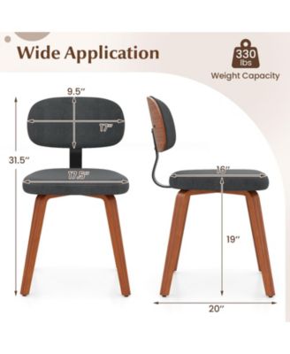 Dining Chairs Set of 2 w/Curved Backrest Padded Seat for Dining Room Living Room