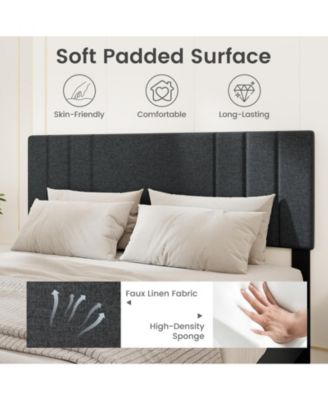 Bed Frame with Vertical Channel Tufted Headboard and Wooden Slats