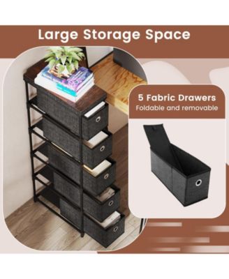 Narrow Five Drawer Dresser Slim Storage Tower