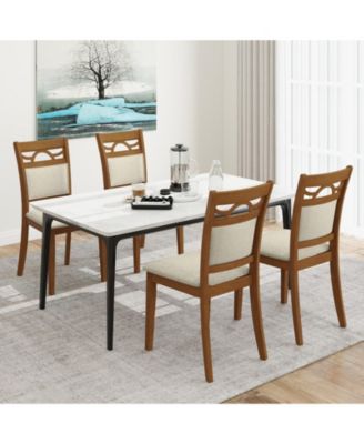 Dining Chairs Set of 4 w/Rubber Wood Frame Padded Seat and Backrest for Kitchen