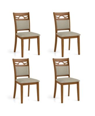 Dining Chairs Set of 4 w/Rubber Wood Frame Padded Seat and Backrest for Kitchen