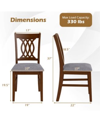Dining Chairs Set of 4 w/Padded Seat Hollowed Backrest and Rubber Wood Frame