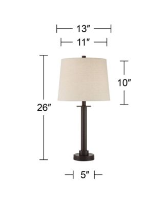 Rockford High Farmhouse Rustic 3-Way Table Lamps Set of 2 USB Port  Metal Living Room Charging