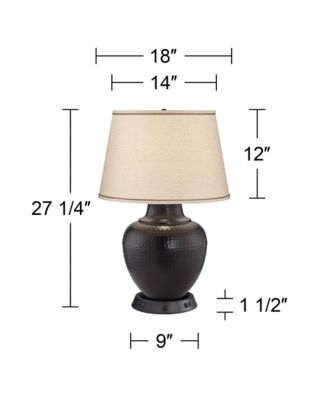 Brighton 27.25" Tall Rustic Farmhouse Table Lamp with and USB Base