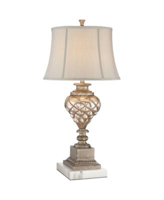 Luke 30.5" Tall Traditional Table Lamp with Silver Glass and LED Nightlight