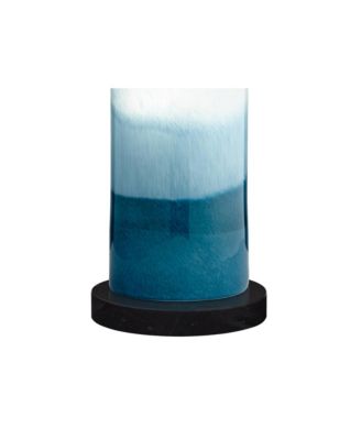 Roxanne Coastal Table Lamp with Round Riser 25" High LED Nightlight Drum Shade for Bedroom Living Room Bedside