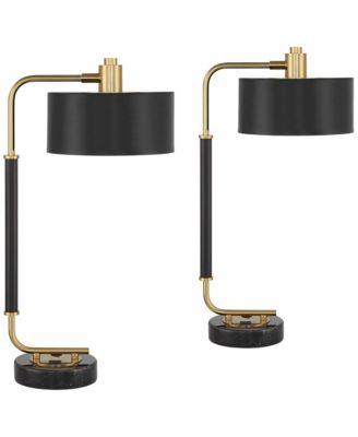 Myles 24" High Small Modern Glam Desk Lamps Set of 2 Dual USB Ports Gold Metal Home Office Charging