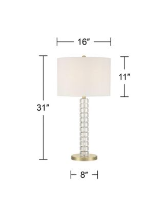Cecil 31" Tall Large Modern End 3-Way Table Lamp Clear Brass Finish Acrylic Single  Shade Living Room Bedroom