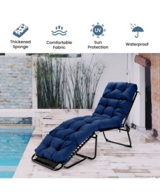 Outdoor Lounge Chaise Cushion with String Ties for Garden Poolside