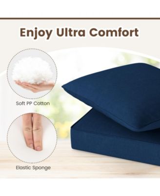 Deep Seat Chair Cushion Pads Set with Rope Belts for Indoor and Outdoor