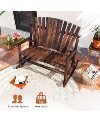 Outdoor Adirondack Rocking Chair for Adults with High Back and Slatted Seat