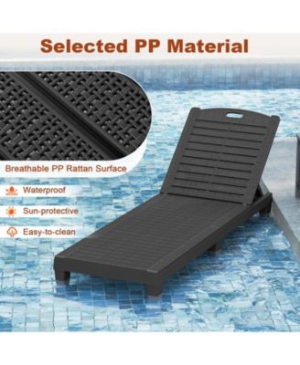 Outdoor PP Chaise Lounge Chairs Set of 2 with 4-Position Adjustable Backrests