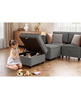 Loveseat Sofa with Storage Seat, Modern 2-Seater Modular Couch for Small Spaces