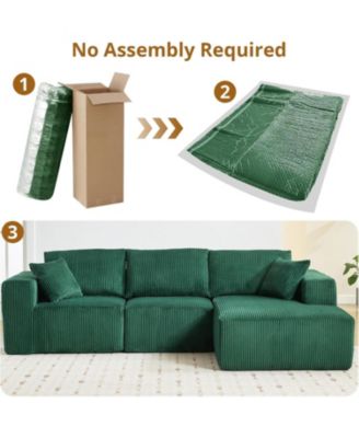 108" Cloud Sectional Sofa with Chaise, Modular Deep Seat Couch, Upholstered, No Assembly