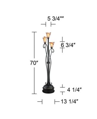 Industrial Rustic Farmhouse Floor Lamp 70" Tall with Riser 3-Light Wavy Amber Art Glass Shade for Living Room Reading