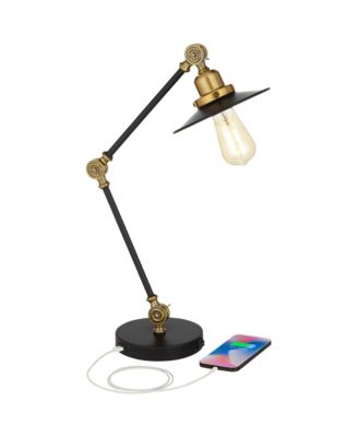 Taurus 20" High Small Farmhouse Desk Lamps Set of 2 USB Ports Adjustable Home Office Charging