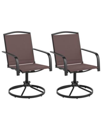 Outdoor Swivel Chairs Set of 2 with High Back and Breathable Seat-Coffee