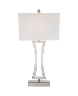 Roxie Modern Table Lamps Set of 2 with Marble Risers 31" Tall Brushed Nickel Fabric Shade for Bedroom Living Room Bedside